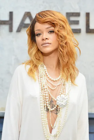 Sun-Kissed Girl - Rih Rih experimented with ombre-dyed locks earlier this summer.   (Photo: Pascal Le Segretain/Getty Images)