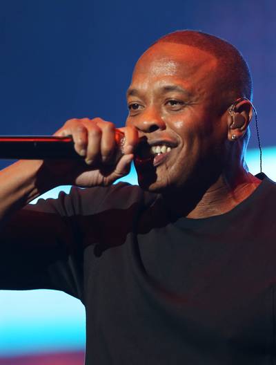 DRE DAY - Even Dr. Dre was in the mood to rhyme! Dre briefly blessed the Staples Center stage as Snoop's guest.&nbsp;(Photo: Chelsea Lauren/Getty Images for BET)