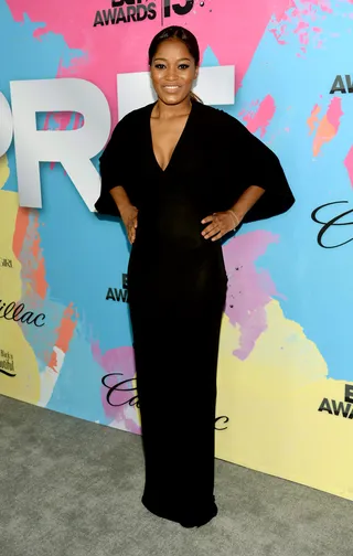 PRE: Keke Palmer - Actress Keke Palmer looked chic in an all-black ensemble. Palmer pulled it together quick, even after playing in a long, hot game of basketball on the Sprite Court during BET Experience. (Photo: Jason Kempin/BET/Getty Images for BET)