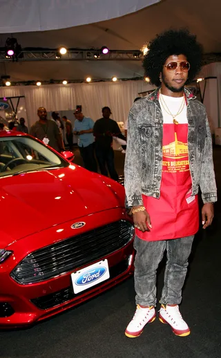 Matching Gear - Rapper Trinidad James came in attire that seemed to match the Ford Fusion. Coincidental? Yes. Of course to be one of the hottest rappers in the game your swag has to be on point too.  (Photo: Maury Phillips/BET/Getty Images for BET)