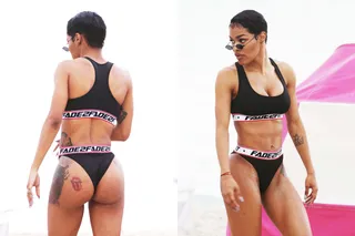 Teyana Taylor &nbsp; - Junie's mom was milfin' on the beach over the holidays in a Fade 2 Fit 2-piece. (Photo from left: Broadimage/REX/Shutterstock, Broadimage/REX/Shutterstock)