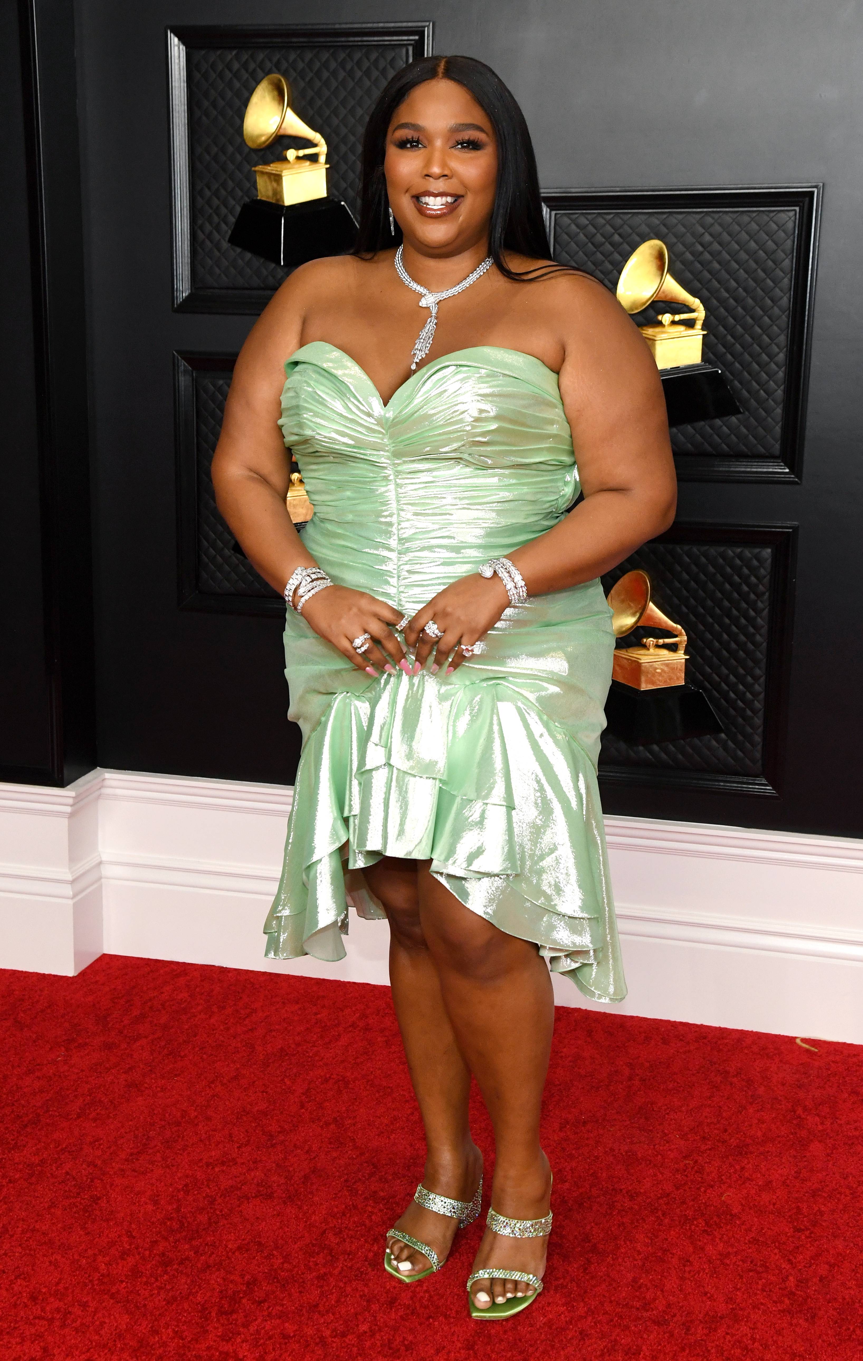 LOS ANGELES, CALIFORNIA - MARCH 14: Lizzo attends the 63rd Annual GRAMMY Awards at Los Angeles Convention Center on March 14, 2021 in Los Angeles, California. (Photo by Kevin Mazur/Getty Images for The Recording Academy )