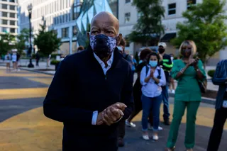 Marching In Solidarity With BLM Protesters In Wake Of George Floyd Death - Rep. John Lewis protesting at Black Lives Matter Plaza in front of the White House in Washington D.C. on June 7, 2020.