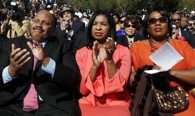 The King Family - Martin Luther King III and other King family members listen as officially dedicates the Martin Luther King, Jr. Memorial.(Photo: REUTERS/Larry Downing)