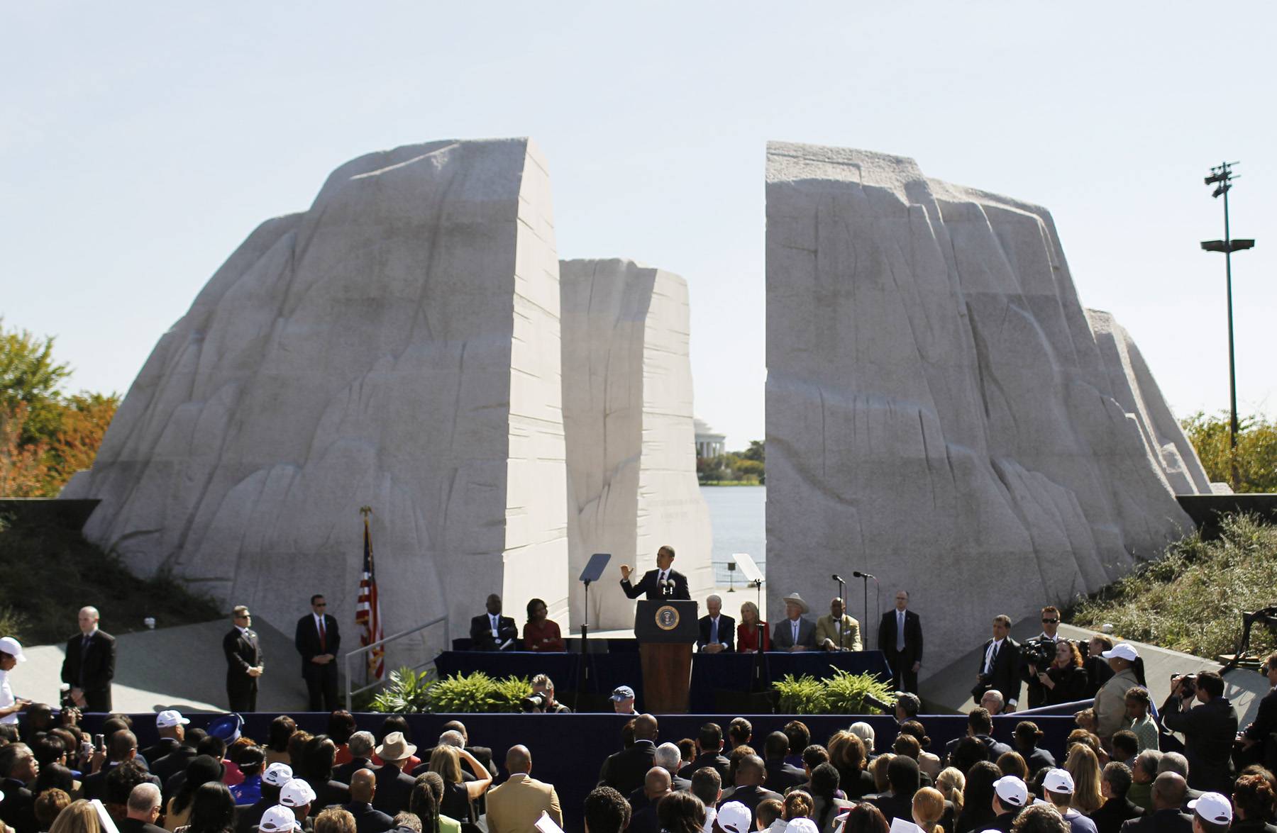 The Memorial - President Barack Obama speaks at a dedication ceremony of the Martin Luther King, Jr. National Memorial in Washington October 16, 2011. (Photo: REUTERS/Molly Riley)