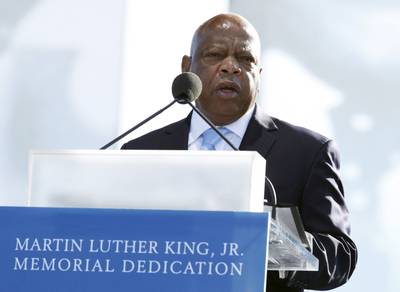 Paying Homage to an Icon - Rep. John Lewis, who marched with King in the 1960s, addressed the crowd.(Photo: REUTERS/Yuri Gripas)