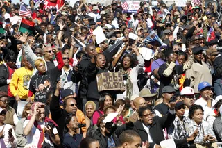 Fired Up - A passionate crowd cheers as Rev. Al Sharpton speaks during the jobs and justice rally.(Photo: AP Photo/Jose Luis Magana)