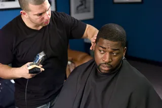 Ted The Barber Cuts All The Stars - David Banner makes time for Ted the Barber&nbsp;(Photo: John Ricard / BET)