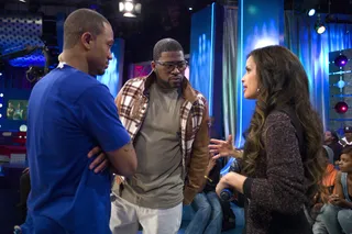 Say What? - David Banner with Terrence J and Rocsi at BET's 106 &amp; Park. (Photo: John Ricard / BET)