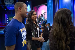 What You Talkin' 'Bout Terrence? - Melanie Fiona gives Terrence J the classic Diff'rent Strokes look at BET's 106 &amp; Park. (Photo: John Ricard / BET)