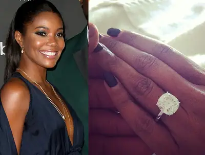 Gabrielle Union  - The Being Mary Jane star said &quot;yes&quot; to this jaw-dropping engagement ring from her longtime boyfriend, NBA superstar Dwyane Wade, who proposed on December 21, 2013. The 8.5-carat cushion-cut diamond (valued at $1 million) was designed by top celebrity jeweler Jason of Beverly Hills. They wed on August 30, 2014 in Miami.  (Photos from left: Frederick M. Brown/Getty Images, Gabrielle Union via Instagram)