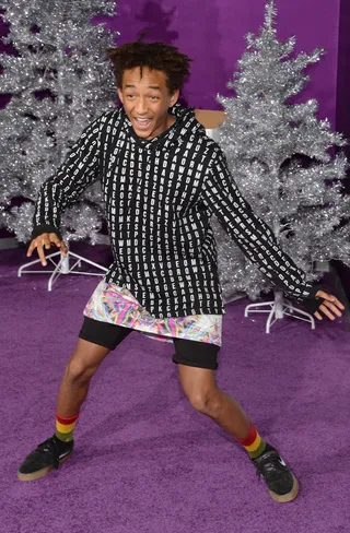 Cuttin' Up - Jaden Smith goes wild for fans on the red carpet of his big bro Justin Bieber's premiere for Justin Bieber's Believe at Regal Cinemas L.A. Live in Los Angeles. (Photo: Jason Kempin/Getty Images)