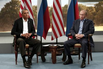Awkward - Obama meets with Russian President Vladimir Putin during the G8 Summit in Northern Ireland.   (Photo: REUTERS/Kevin Lamarque)