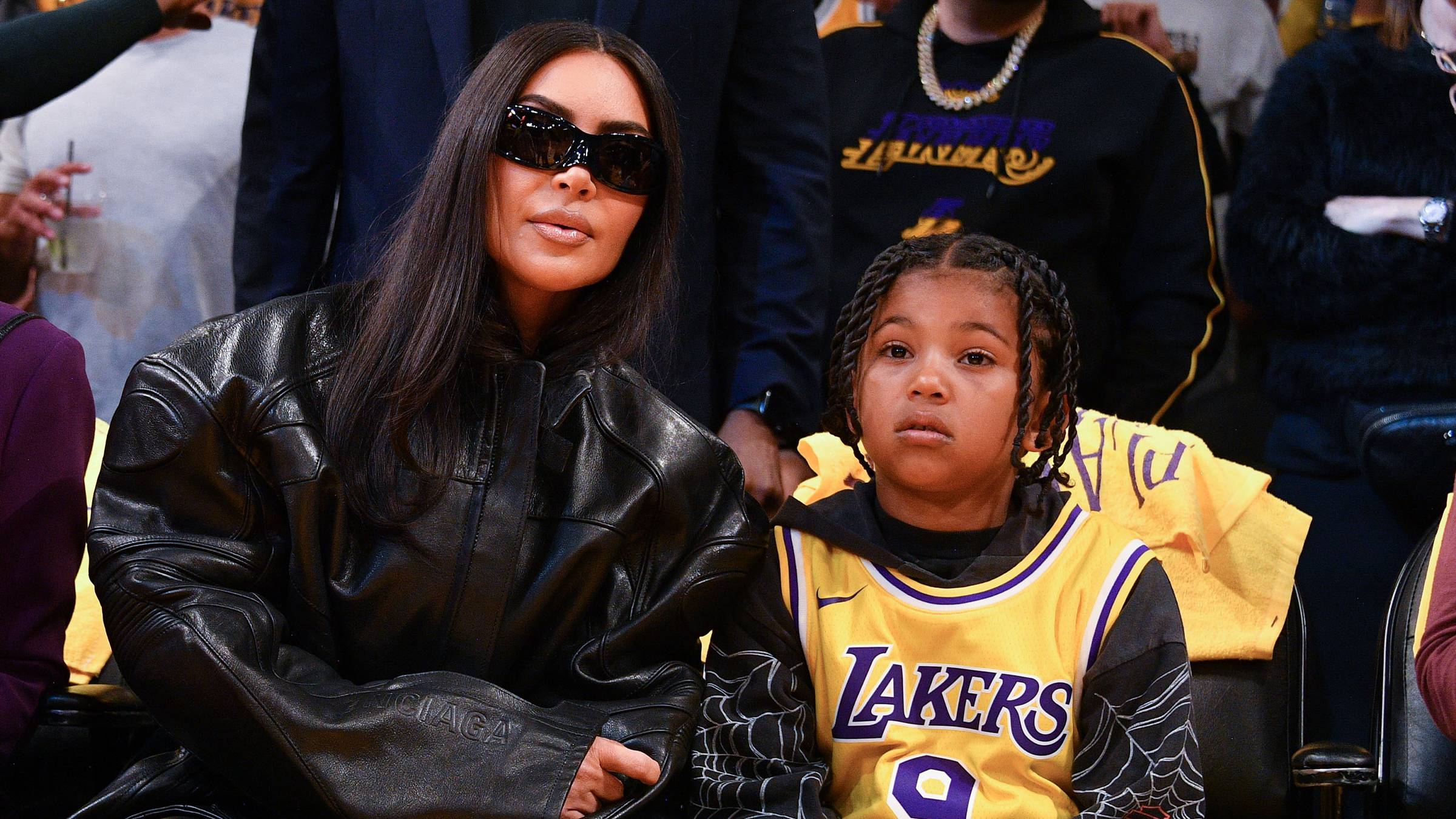 Kim Kardashian & Kanye West Put On Affectionate Display At Son