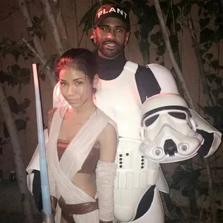 Episode VII - They channeled their love for sci-fi as Rey and Finn from&nbsp;Star Wars: The Force Awakens for Halloween.(Photo: Jhene Aiko via Instagram)&nbsp;