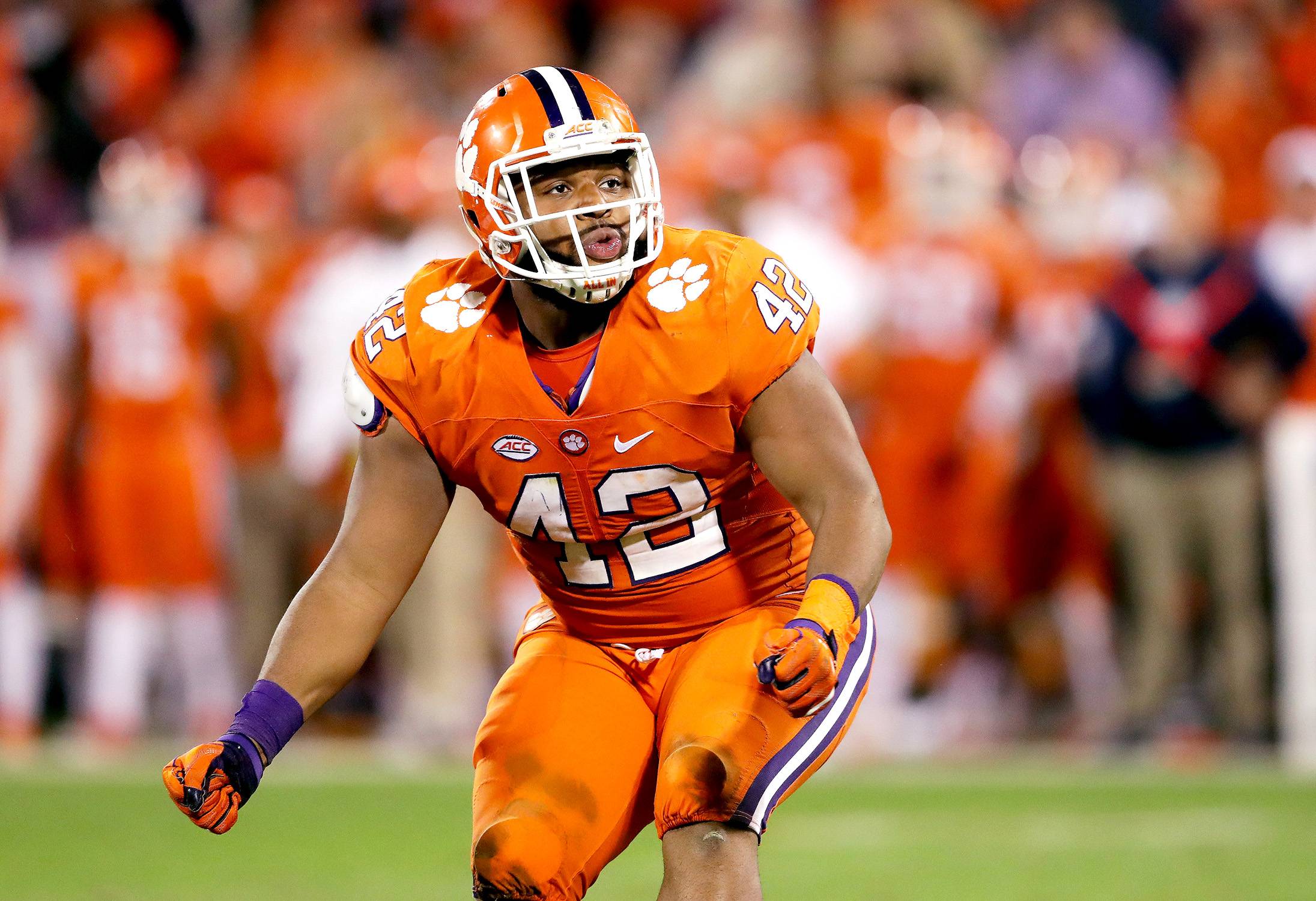 Men's Clemson Tigers #42 Christian Wilkins Orange ACC Six of the