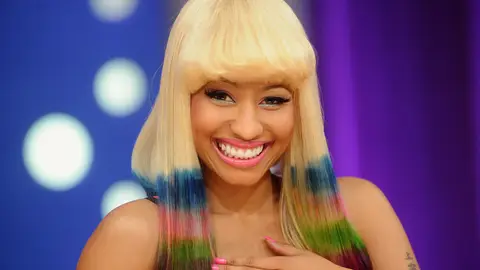 Wear the Rainbow - Nicki Minaj is known for her fashion sense and her extensive wig collection. This particular wig can match any outfit and looks amazing on Nicki!&nbsp;(Photo: Brad Barket/PictureGroup)