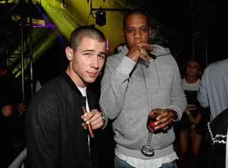 Flashing Lights - Nick Jonas and Jay Z&nbsp;showed off their best&nbsp;Zoolander face.  (Photo: Kevin Mazur/Getty Images for Anheuser-Busch)