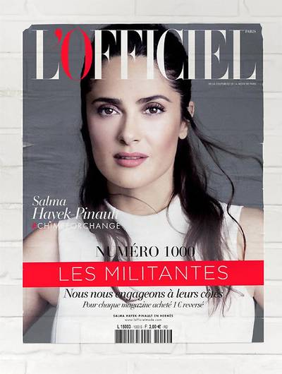 Salma Hayek on L'Officiel Paris - Over time, the actress has just gotten better. She serves face for the gawds on her latest cover shoot, keeping her makeup soft and feminine.   (Photo: L'Officiel Paris Magazine, November 2015)