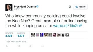 B.O. Is Hip - Shout-outs to the good cops of the world.&nbsp;(Photo: President Barack Obama via Twitter)