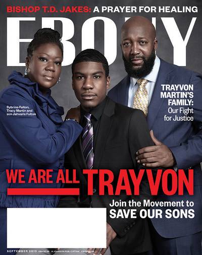 Hoodies Up! - After the tragic controversy that was Trayvon Martin's death, Ebony paid tribute to his family (seen above) with a series of covers that also featured Boris Kodjoe, Spike Lee, and Dwyane Wade wearing hoodies as he did the night he was killed. Conservative right-wingers –– especially the Tea Party –– went into an uproar.(Photo: Ebony Magazine, September 2013)