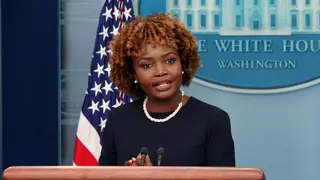 White House Press Secretary Karine Jean-Pierre speaks at the daily news briefing at the White House on July 17, 2023 in Washington, DC. 