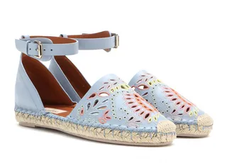 Valentino A Jour Embroidered Leather Espadrilles - It's hard not to appreciate the delicate embroidery on these expertly crafted pastel espadrilles. And the buckle-fastening ankle strap makes them a great pick for special events.  (Photo: VALENTINO)