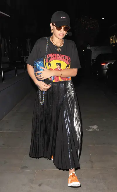 Tribute - Rita Ora was spotted leaving a recording studio wearing a Prince T-shirt in London.&nbsp;(Photo: Will Alexander/WENN.com)