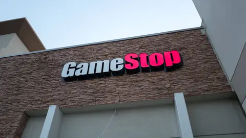Facade with sign and logo at Game Stop video gaming store in Dublin, California, August 23, 2018. (Photo by Smith Collection/Gado/Getty Images)