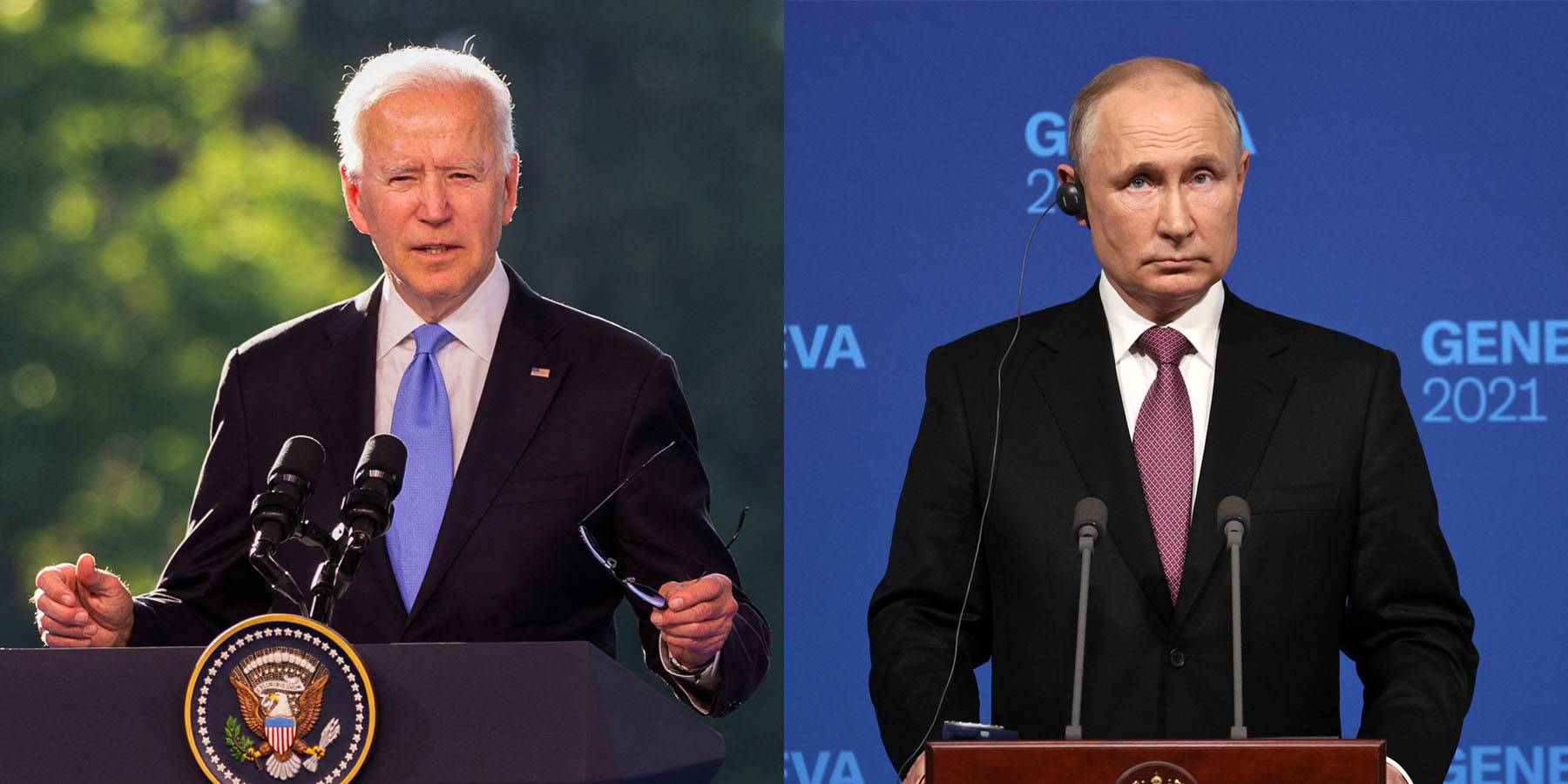 (Photos from left: PETER KLAUNZER/POOL/AFP via Getty Images, Sergei Bobylev\TASS via Getty Images)