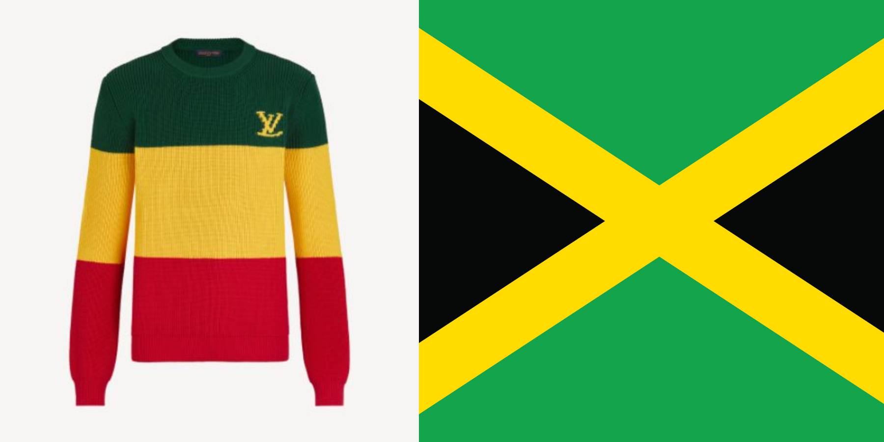 Louis Vuitton 'Jamaica jumper' features wrong flag colours, Fashion