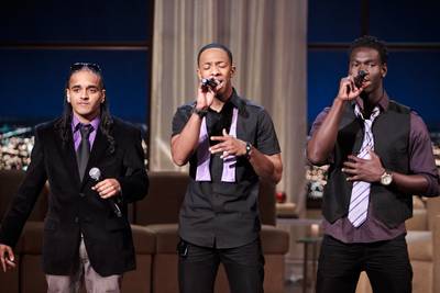 Going Acapella - The group performed an acapella version of their song &quot;Come On,&quot; much to the crowd's delight.(Photo: Darnell Williams/BET)