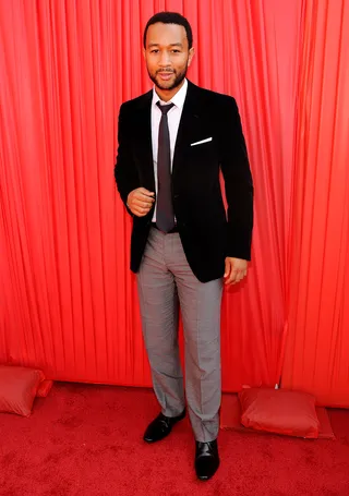 John Legend - Talk about a power suit! John Legend looked debonair in a classic velvet blazer and checkered pants.(Photo: Frank Micelotta/PictureGroup)