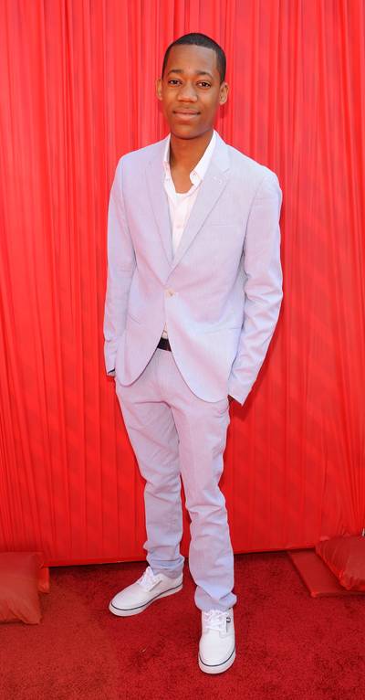 Tyler James Williams - Everybody Hates Chris actor Tyler James Williams almost looked like a grown man in a striped blue suit and white button-down.(Photo: Frank Micelotta/PictureGroup)