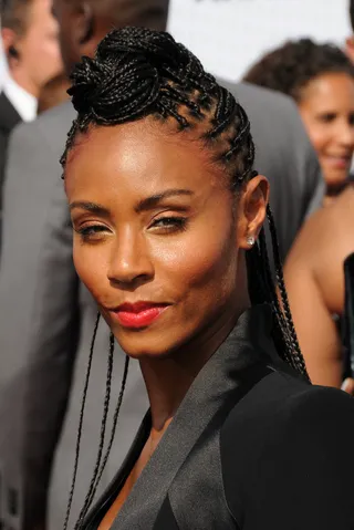 Jada Pinkett Smith - Jada Pinkett Smith rocked this braided hairstyle last year with fire-engine-red lips and a hint of coral over her eyes.(Photo: Gregg DeGuire/PictureGroup)