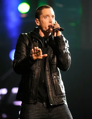 Eminem - In a surprise move, Eminem hit the stage midway through B.o.B's &quot;Airplanes” before performing his hit “Not Afraid” at the 2010 BET Awards.(Photo: Frank Micelotta/PictureGroup)