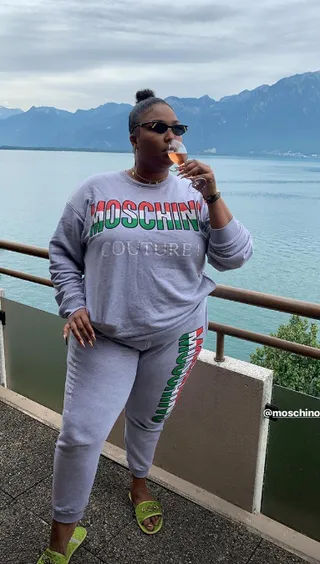 Lizzo&nbsp; - Between the au natural bun, the shades, and the sweats, Lizzo is looking like the ultimate Moschino Mami while out in Italy Moschino via Instagram
