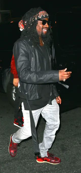 After the Party - Wale looks like he had a blast as he's seen with a big grin leaving 1 OAK nightclub in West Hollywood.(Photo: Jameson Bedonie / Splash News)