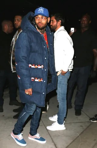 Chris Brown - Chris Brown and Scott Disick attend Fear of God launch together at Maxfields in West Hollywood before heading to Catch for a late night dinner.(Photo: MHD, PacificCoastNews)