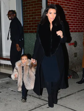 Micro-Fashionista - Kim Kardashian&nbsp;is making certain that her daughter North West is going to be a serious style maven. Here, the cutie-pie who will turn two years old this June, rocks a sable coat just her size as she hits the streets with her mom in NYC.&nbsp;(Photo: 247PAPS.TV / Splash News)