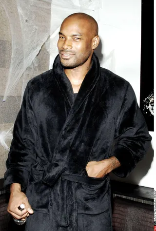 Model Behavior - Super sexy model Tyson Beckford arrives at A Carnal Halloween in nothing but a robe. The former face of Ralph Lauren co-hosted the event with the Manhattan Cartel and Anna Rothschild. (Photo: Liam McMullan/PatrickMcMullan.com/Sipa Press)