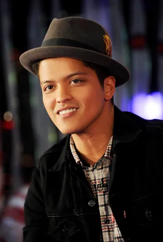 Bruno Mars - Musician Bruno Mars' unique style and vocal signifies his nomination as one of the Best Male R&amp;B/Pop Artist nominees. Here, Mars appears during MTV's The Seven in New York City.(Photo: Scott Gries/PictureGroup)