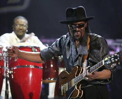 Chuck Brown - The guitarist gets the crowd going on the final day of the 20th St. Lucia Jazz Festival at Pigeon Island, May 8, 2011. (Photo: REUTERS /ANDREA DE SILVA /LANDOV)