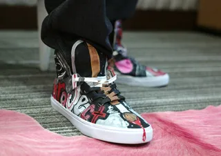 Too Dope - Nick Cannon's sneakers in the green room at&nbsp;106 &amp; Park, May 14, 2012.&nbsp;(Photo: John Ricard / BET)&nbsp;&nbsp;