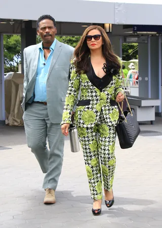 Tina Knowles and Richard Lawson - Tina Knowles and Richard Lawson were spotted heading to an appearance on Extra. (Photo: WENN.com)