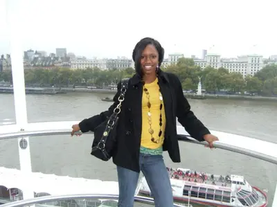 London - Ashley L. strikes a pose with London as her backdrop.