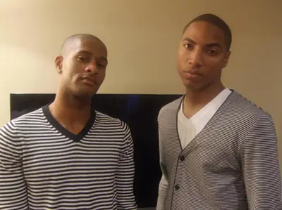 London - Double-Mint Twins: Keith and Dorion look fetching in stripes.