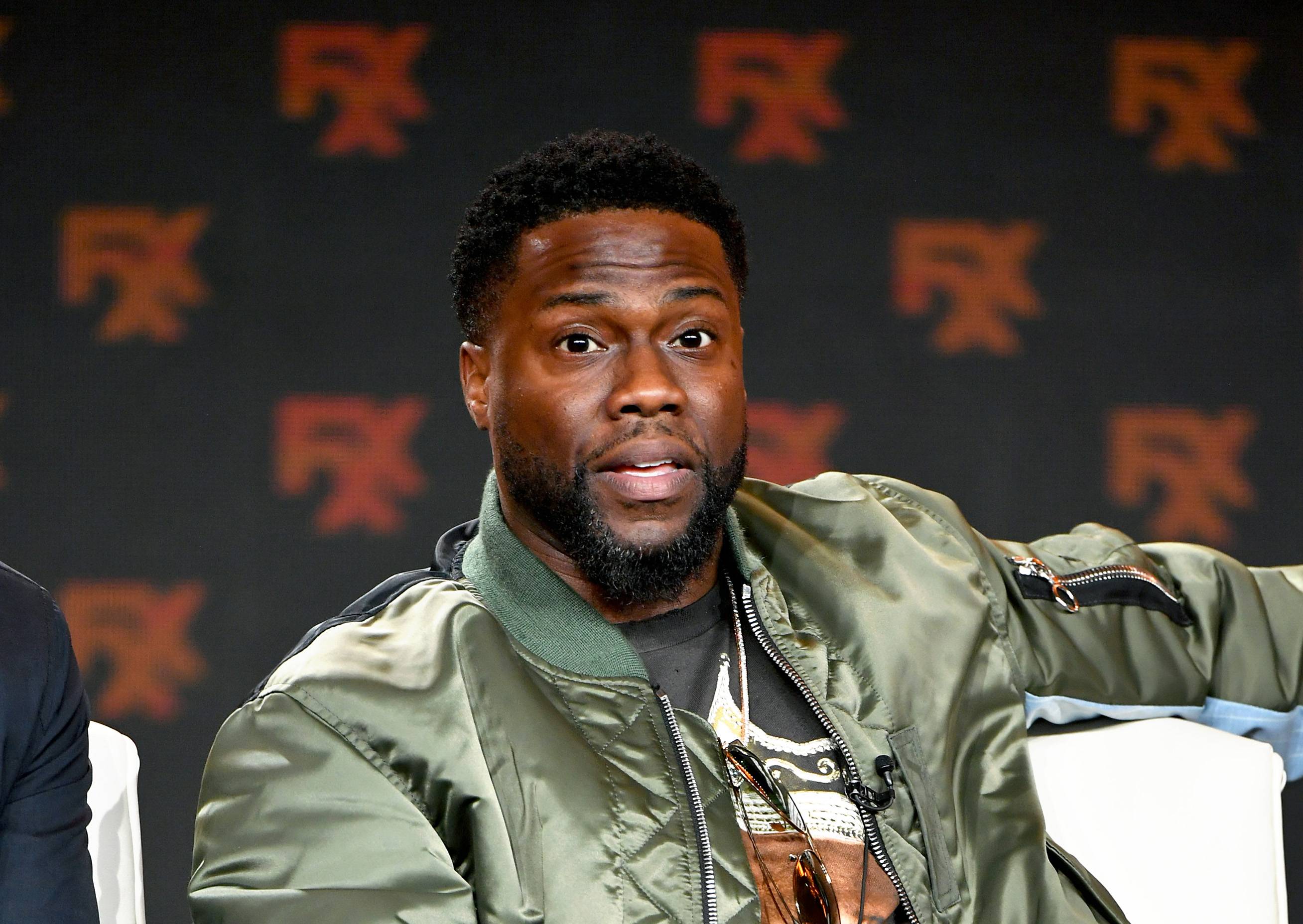 PASADENA, CALIFORNIA - JANUARY 09: Kevin Hart of 'Dave' speaks during the FX segment of the 2020 Winter TCA Tour at The Langham Huntington, Pasadena on January 09, 2020 in Pasadena, California. (Photo by Amy Sussman/Getty Images)