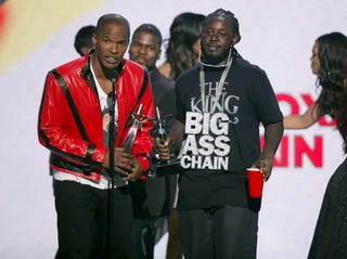Best Collaboration - Jamie Foxx's song with T-Pain, "Blame It On The Alcohol" wins the award for Best Collaboration.