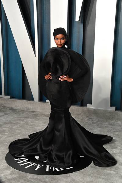 Halima Aden - Serve, Halima Aden! The model looks absolutely stunning in her artistic black evening gown.(Photo by George Pimentel/Getty Images) (Photo by George Pimentel/Getty Images)